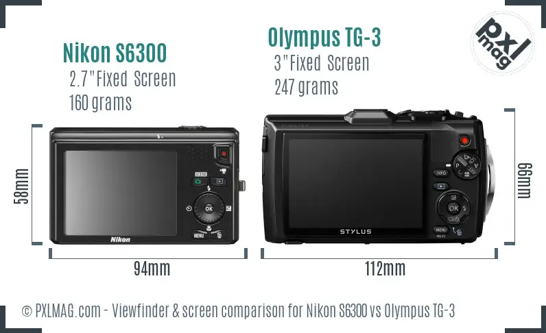 Nikon S6300 vs Olympus TG-3 Screen and Viewfinder comparison