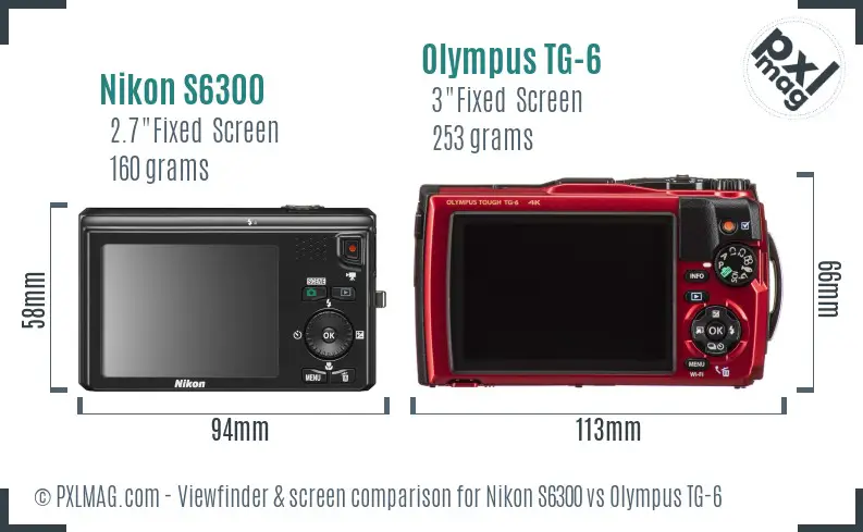Nikon S6300 vs Olympus TG-6 Screen and Viewfinder comparison Nikon S6300 vs Olympus TG-6 Screen and Viewfinder comparison