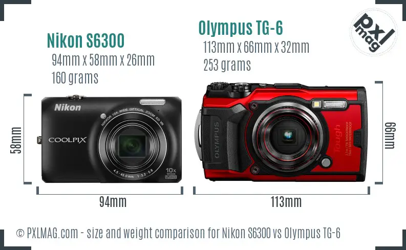Nikon S6300 vs Olympus TG-6 size comparison Nikon S6300 vs Olympus TG-6 size comparison