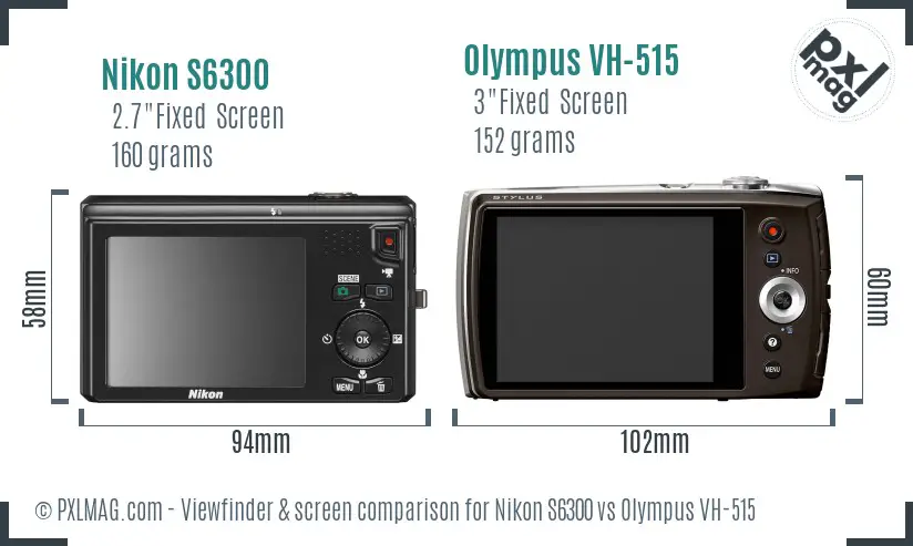 Nikon S6300 vs Olympus VH-515 Screen and Viewfinder comparison