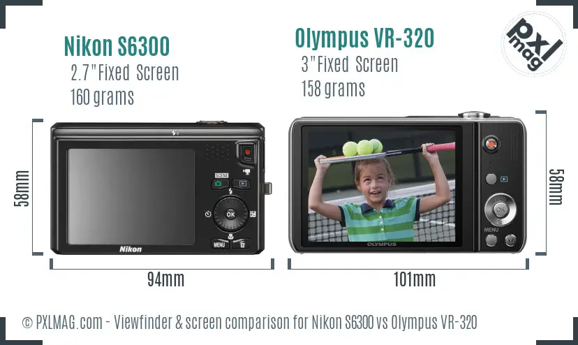 Nikon S6300 vs Olympus VR-320 Screen and Viewfinder comparison