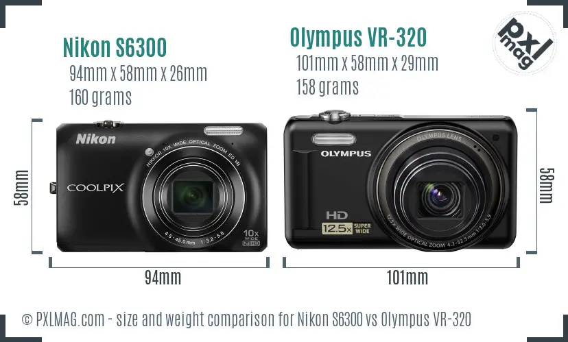 Nikon S6300 vs Olympus VR-320 size comparison