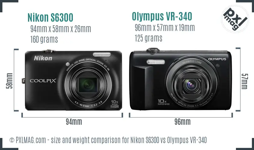 Nikon S6300 vs Olympus VR-340 size comparison Nikon S6300 vs Olympus VR-340 size comparison