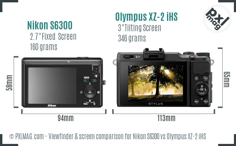 Nikon S6300 vs Olympus XZ-2 iHS Screen and Viewfinder comparison