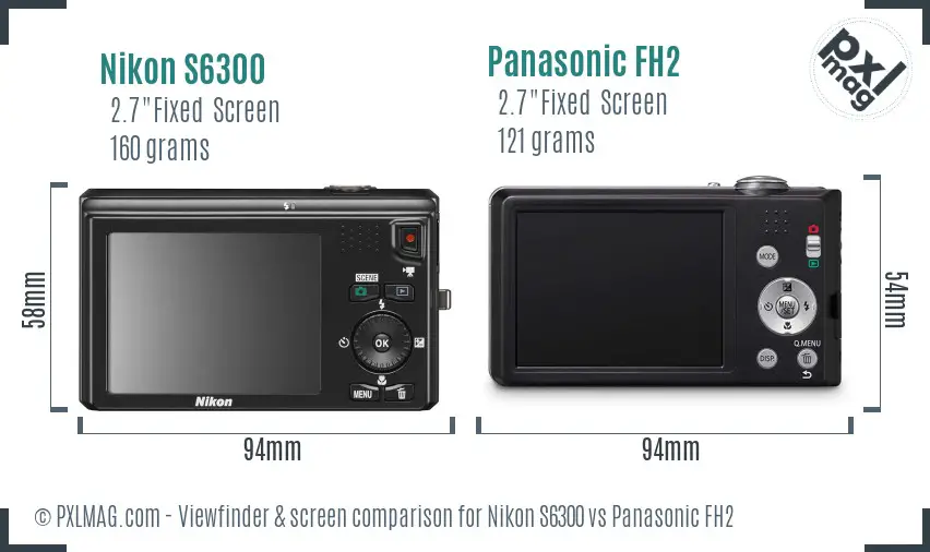 Nikon S6300 vs Panasonic FH2 Screen and Viewfinder comparison