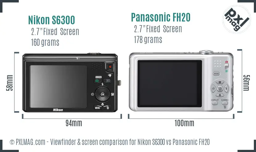 Nikon S6300 vs Panasonic FH20 Screen and Viewfinder comparison