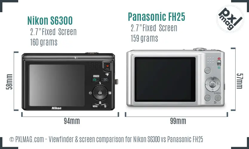 Nikon S6300 vs Panasonic FH25 Screen and Viewfinder comparison