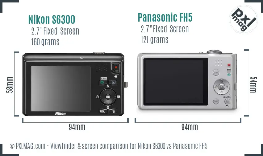 Nikon S6300 vs Panasonic FH5 Screen and Viewfinder comparison