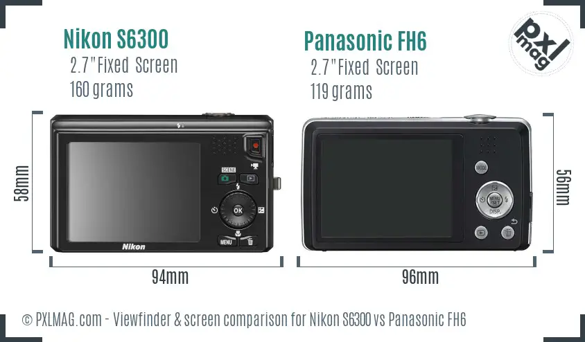 Nikon S6300 vs Panasonic FH6 Screen and Viewfinder comparison