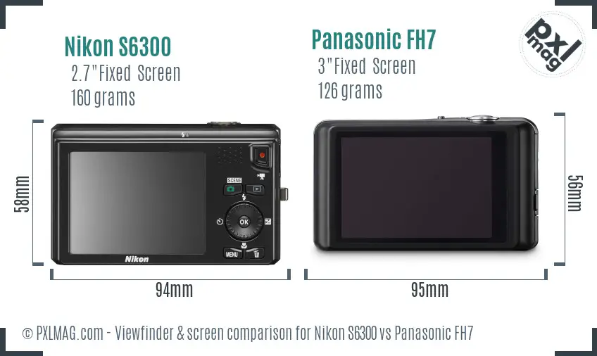Nikon S6300 vs Panasonic FH7 Screen and Viewfinder comparison