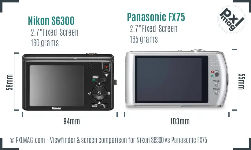 Nikon S6300 vs Panasonic FX75 Screen and Viewfinder comparison