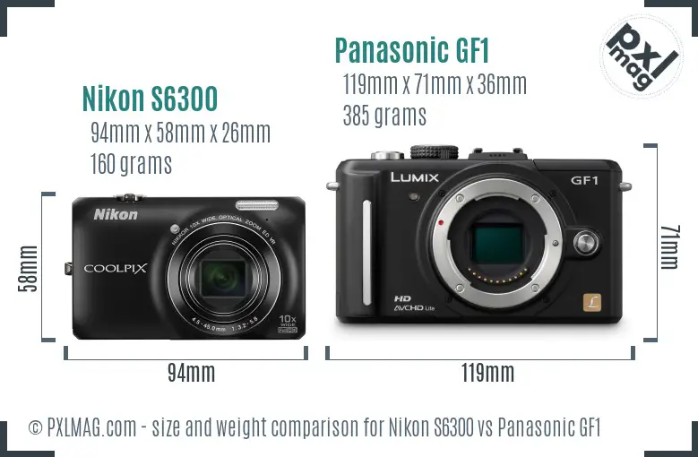 Nikon S6300 vs Panasonic GF1 size comparison
