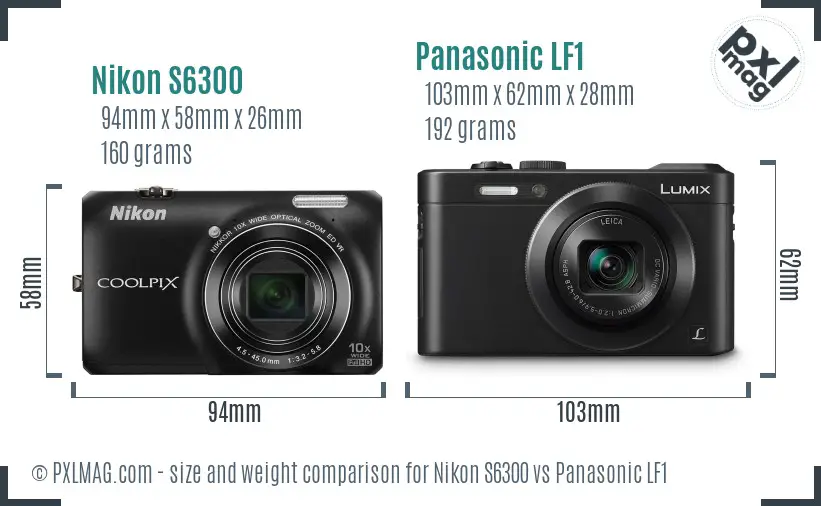 Nikon S6300 vs Panasonic LF1 size comparison