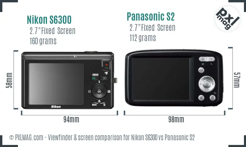 Nikon S6300 vs Panasonic S2 Screen and Viewfinder comparison