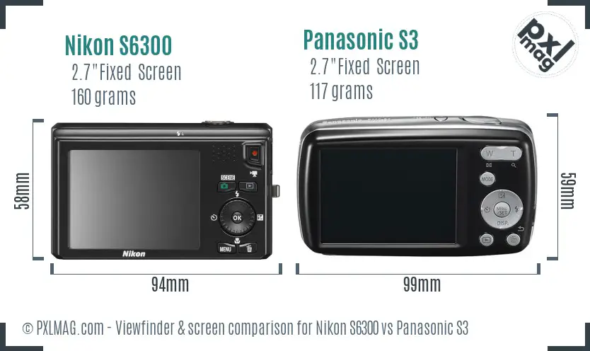 Nikon S6300 vs Panasonic S3 Screen and Viewfinder comparison