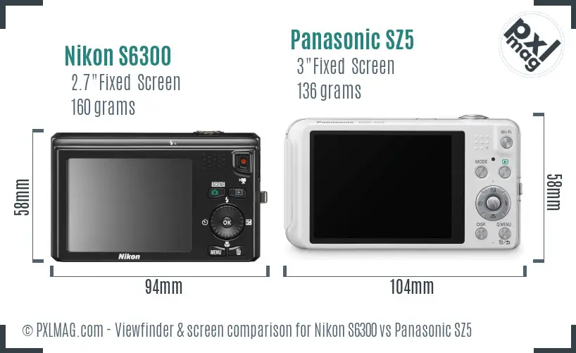 Nikon S6300 vs Panasonic SZ5 Screen and Viewfinder comparison Nikon S6300 vs Panasonic SZ5 Screen and Viewfinder comparison