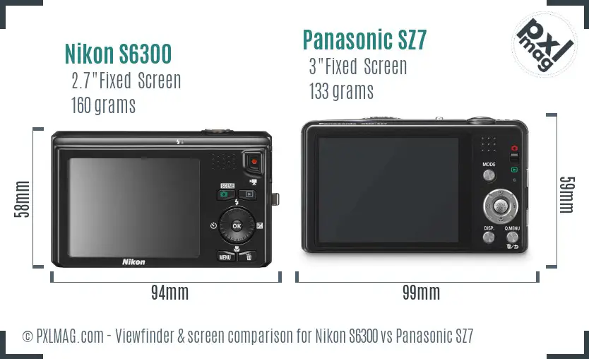 Nikon S6300 vs Panasonic SZ7 Screen and Viewfinder comparison
