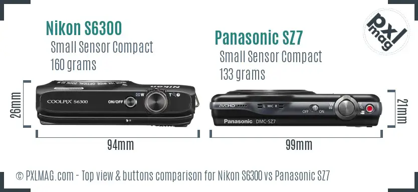 Nikon S6300 vs Panasonic SZ7 top view buttons comparison