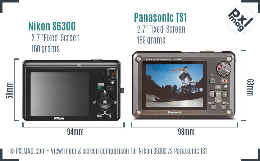 Nikon S6300 vs Panasonic TS1 Screen and Viewfinder comparison