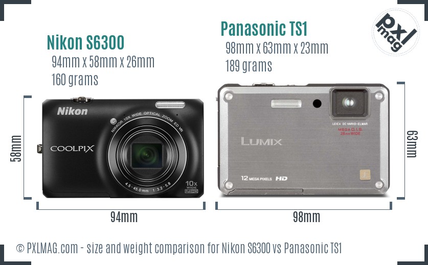 Nikon S6300 vs Panasonic TS1 size comparison