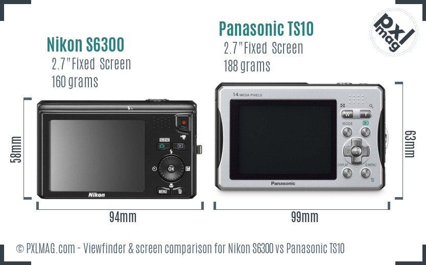 Nikon S6300 vs Panasonic TS10 Screen and Viewfinder comparison
