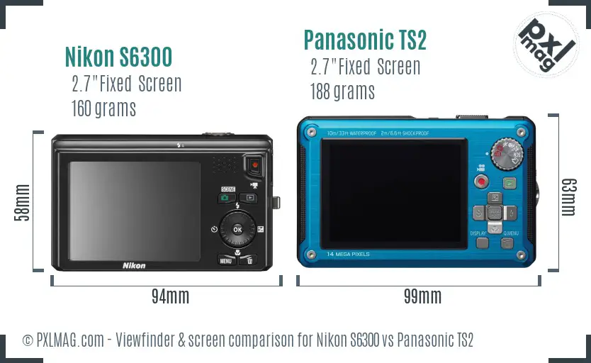 Nikon S6300 vs Panasonic TS2 Screen and Viewfinder comparison