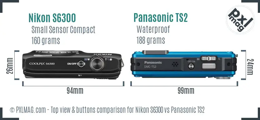 Nikon S6300 vs Panasonic TS2 top view buttons comparison