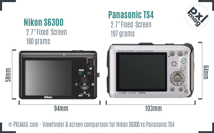 Nikon S6300 vs Panasonic TS4 Screen and Viewfinder comparison