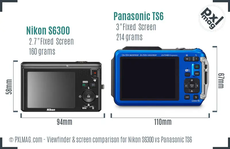 Nikon S6300 vs Panasonic TS6 Screen and Viewfinder comparison