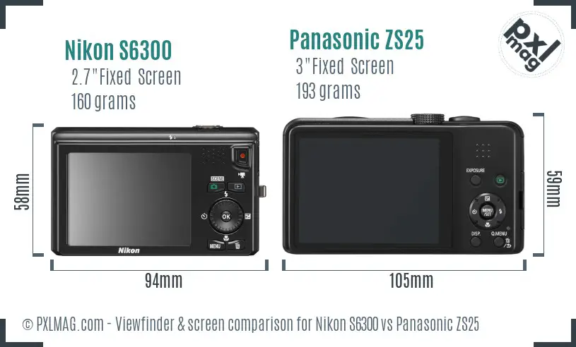 Nikon S6300 vs Panasonic ZS25 Screen and Viewfinder comparison Nikon S6300 vs Panasonic ZS25 Screen and Viewfinder comparison