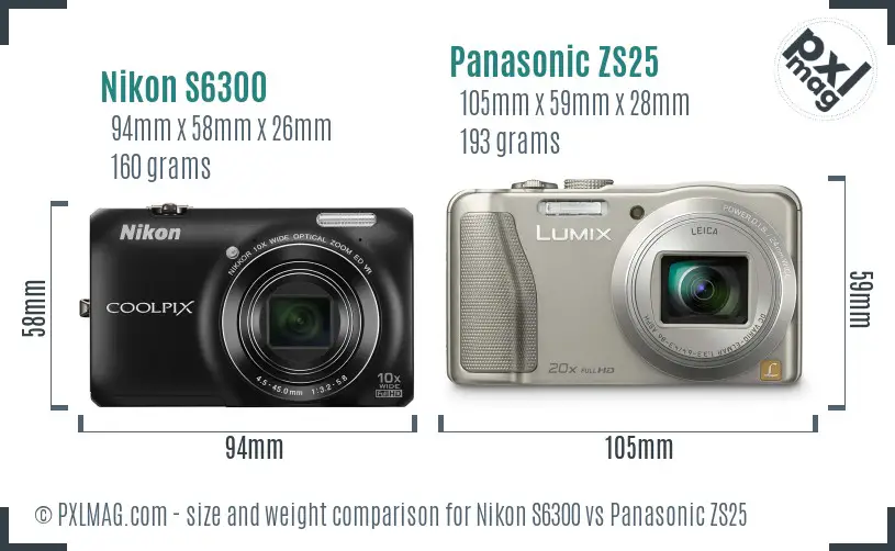 Nikon S6300 vs Panasonic ZS25 size comparison Nikon S6300 vs Panasonic ZS25 size comparison