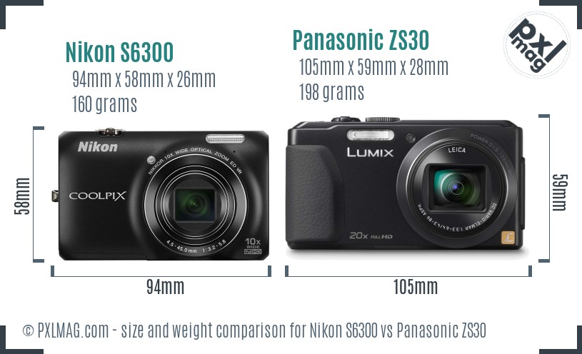 Nikon S6300 vs Panasonic ZS30 size comparison Nikon S6300 vs Panasonic ZS30 size comparison