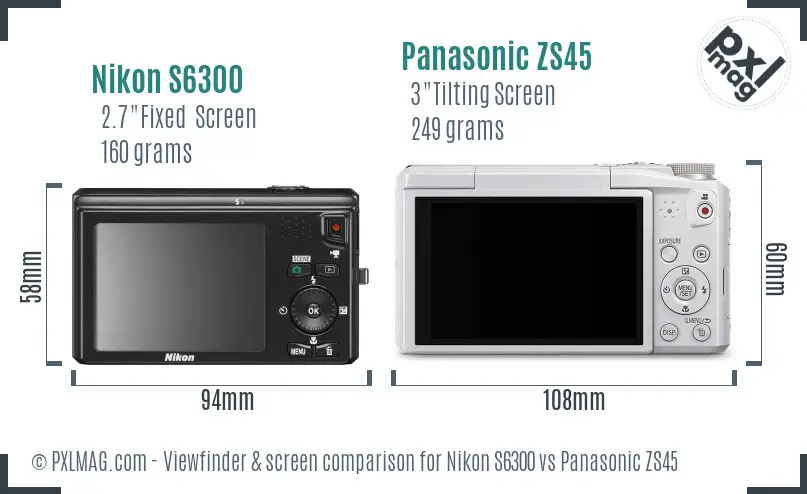 Nikon S6300 vs Panasonic ZS45 Screen and Viewfinder comparison Nikon S6300 vs Panasonic ZS45 Screen and Viewfinder comparison