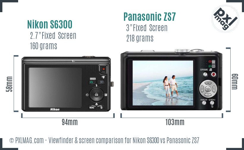 Nikon S6300 vs Panasonic ZS7 Screen and Viewfinder comparison