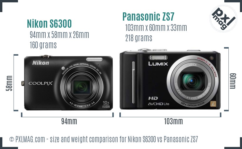 Nikon S6300 vs Panasonic ZS7 size comparison Nikon S6300 vs Panasonic ZS7 size comparison