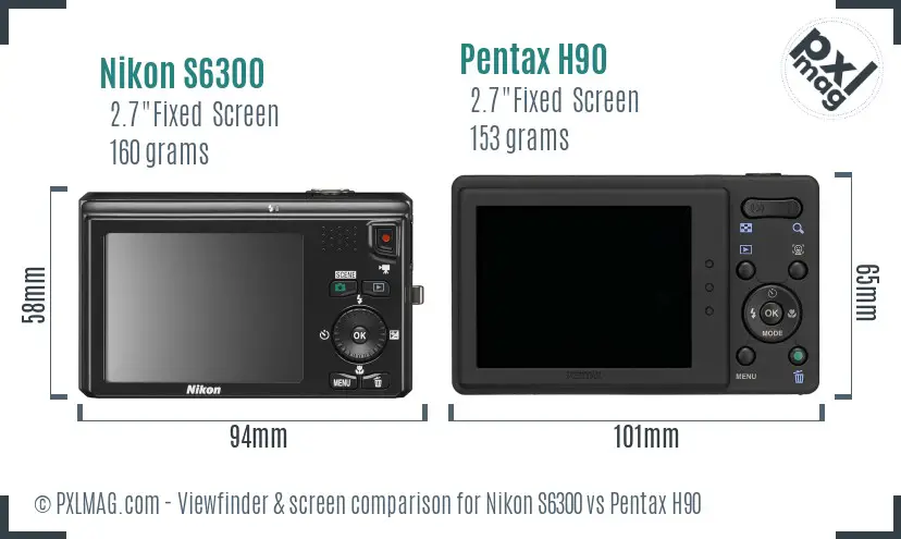Nikon S6300 vs Pentax H90 Screen and Viewfinder comparison
