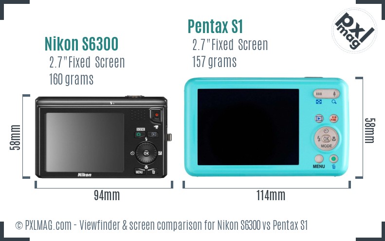 Nikon S6300 vs Pentax S1 Screen and Viewfinder comparison
