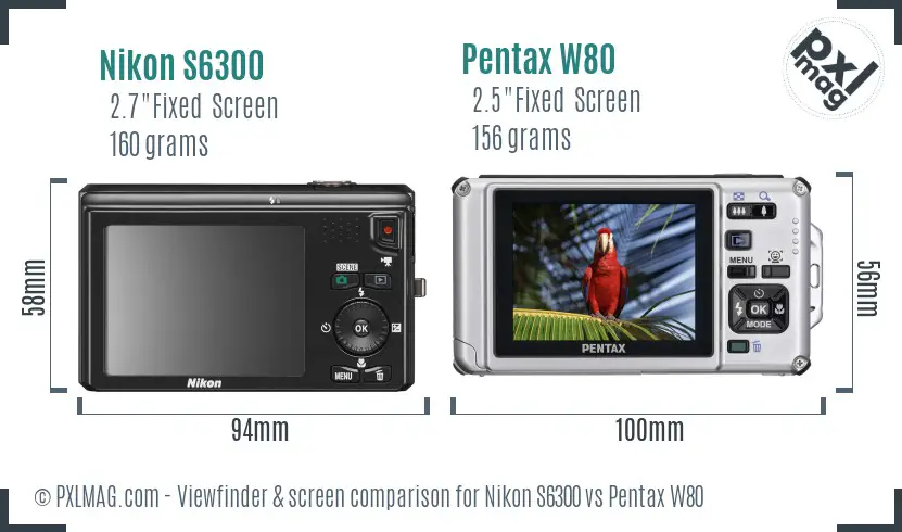 Nikon S6300 vs Pentax W80 Screen and Viewfinder comparison Nikon S6300 vs Pentax W80 Screen and Viewfinder comparison