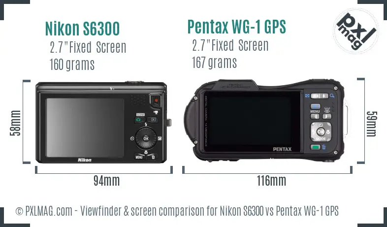 Nikon S6300 vs Pentax WG-1 GPS Screen and Viewfinder comparison