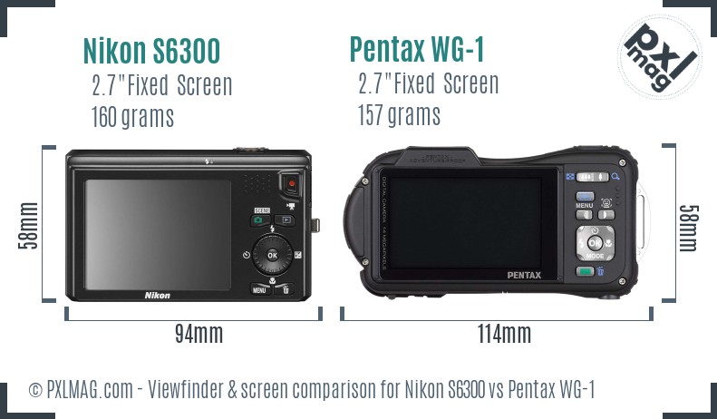 Nikon S6300 vs Pentax WG-1 Screen and Viewfinder comparison