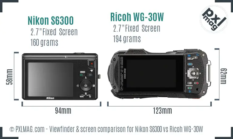 Nikon S6300 vs Ricoh WG-30W Screen and Viewfinder comparison