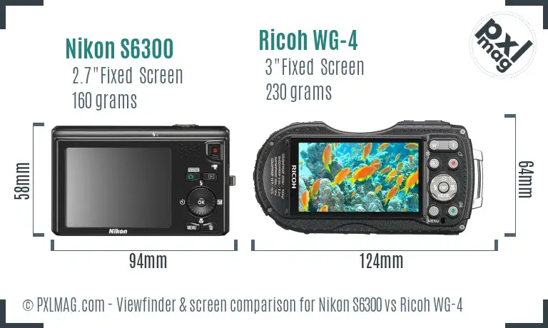 Nikon S6300 vs Ricoh WG-4 Screen and Viewfinder comparison