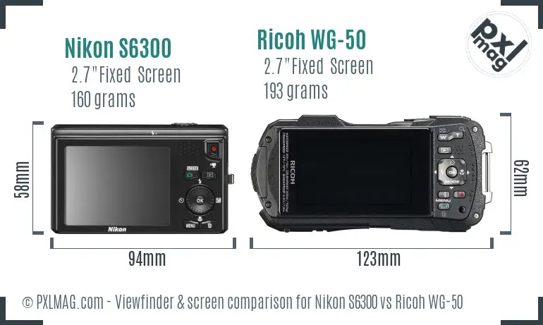 Nikon S6300 vs Ricoh WG-50 Screen and Viewfinder comparison
