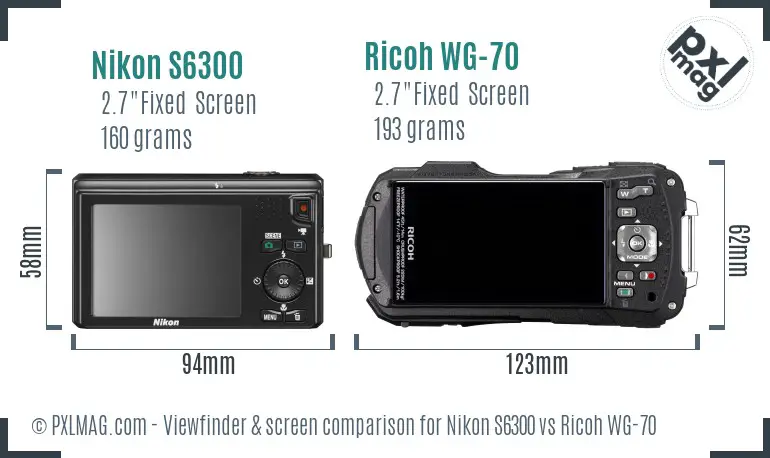Nikon S6300 vs Ricoh WG-70 Screen and Viewfinder comparison