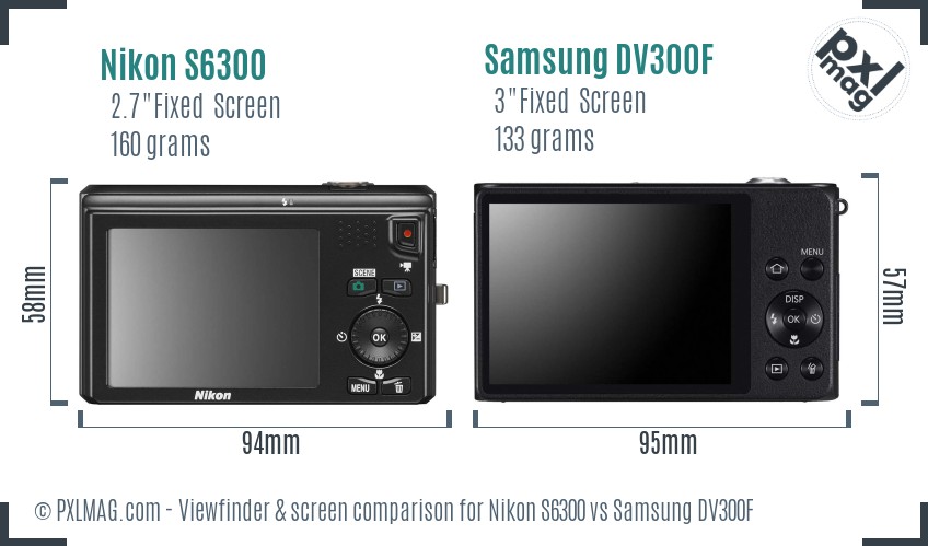 Nikon S6300 vs Samsung DV300F Screen and Viewfinder comparison