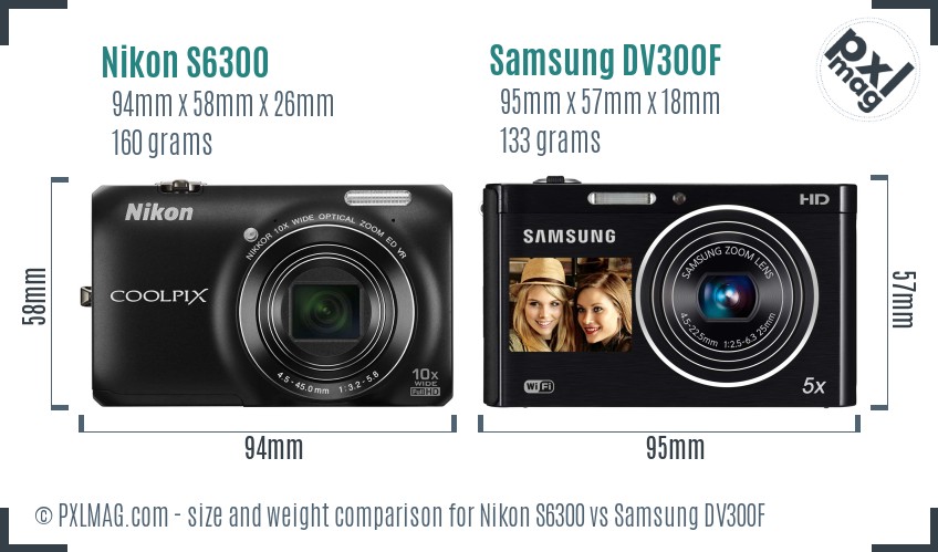 Nikon S6300 vs Samsung DV300F size comparison Nikon S6300 vs Samsung DV300F size comparison