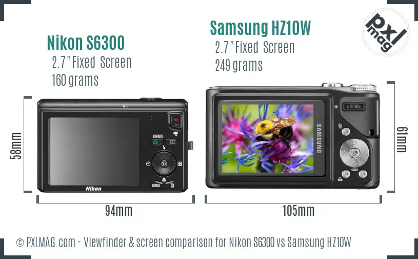 Nikon S6300 vs Samsung HZ10W Screen and Viewfinder comparison Nikon S6300 vs Samsung HZ10W Screen and Viewfinder comparison