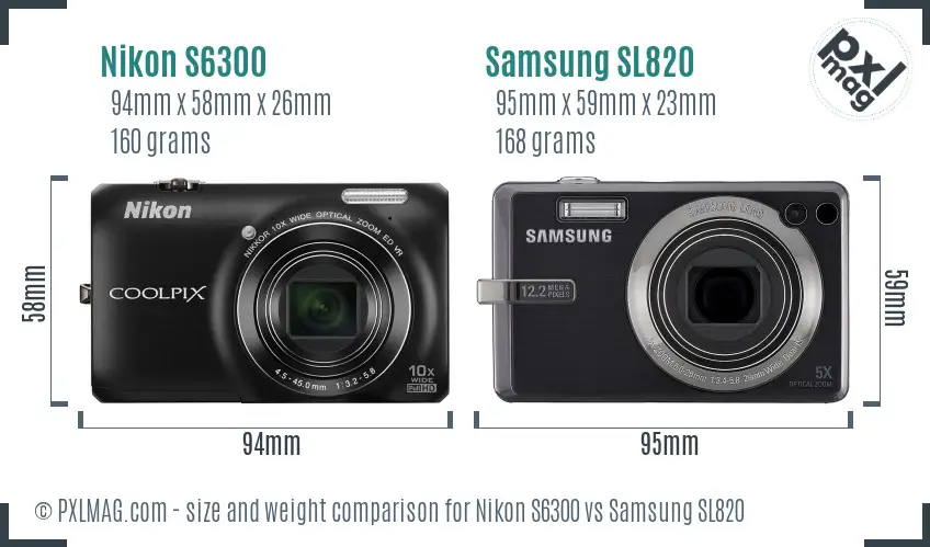 Nikon S6300 vs Samsung SL820 size comparison