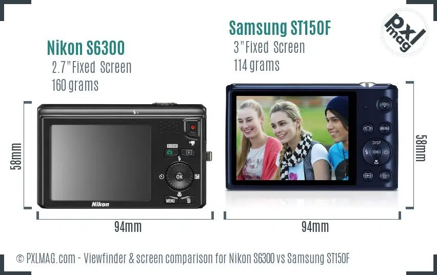 Nikon S6300 vs Samsung ST150F Screen and Viewfinder comparison Nikon S6300 vs Samsung ST150F Screen and Viewfinder comparison