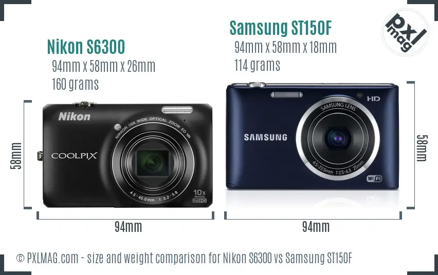 Nikon S6300 vs Samsung ST150F size comparison Nikon S6300 vs Samsung ST150F size comparison